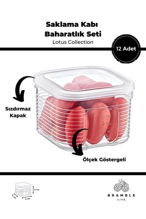 12 Parça 350 ml Sızdırmaz Saklama Kabı Kahvaltılık Çerezlik Baharatlık Set - Lotus Collection - 3