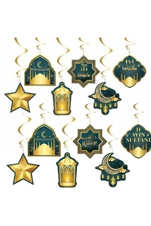 12 Parça Karton Malzeme Hoş Geldin Ya Şehri Ramazan Iyi Bayramlar Yazılı Tavan Süsü - Partidolu