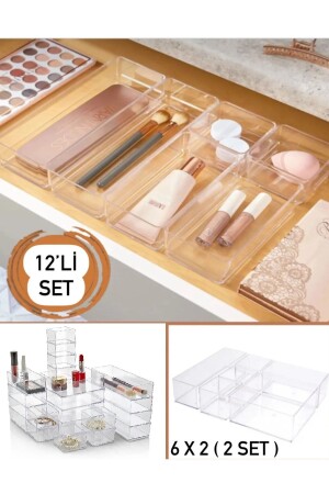 12 Parça Takı Aksesuar Çekmece Düzenleyici Set (2 X 216) Takı Makyaj Kutusu Kalem Organizer - 1