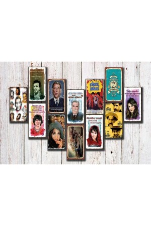 12-teiliges Yeşilçam-Themen-Retro-Holzposter-/Malset - Hediyeniburadabul