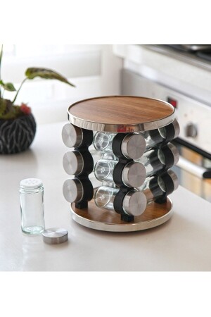 مجموعة من 12 شاشة شاشة الملح و شاشة الفلفل و شاشة العقاقير مع موقف تدور PNK7204 - Pinkev