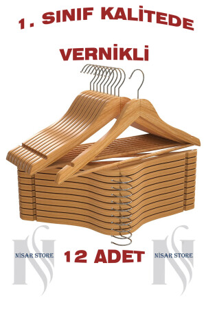 12 Stück Luxus-Kleiderbügel aus natürlichem Holz, Kleiderbügel, Schrank-Organizer, lackiert, a10011 - 1
