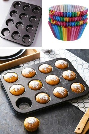 12-teilige Edelstahl-Antihaft-Teflon-Muffinform, Cupcake-Kapsel, Cupcake-Papier, Geschenk LGY-00511 - 1