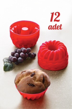 12-teilige waschbare Mini-Kuchen-Muffin-Backform – Silikon-Muffin-Cupcake-Form in verschiedenen Farben - 2