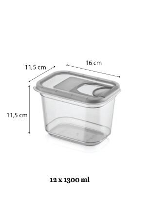 12-teiliger kleiner Lebensmittel-Aufbewahrungsbehälter mit Schiebedeckel – beschrifteter rechteckiger Pulse-Behälter 12 x 1,3 Lt MCH-874 - 3