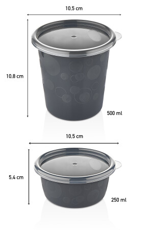 12-teiliges Anthrazit-Set, auslaufsicherer, luftdichter Deckel, runde Vorratsdose für Lebensmittel etc. 4x500 ml 8x250 ml 153. ANTRASITTICKTOCK. 12LISET - 5