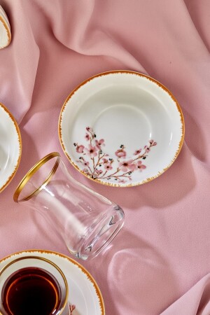 12-teiliges goldenes Teetassen-Set aus gemusterter Keramik mit Frühlingsbrise-Motiv, Teeservice cay-takimi - 6