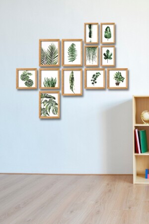 12-teiliges Holzgemälde-Set – Grüne Blätter, MDF-Wanddekoration für Wohnzimmer, Wohnzimmer, Schlafzimmer, 90 x 75 cm - 2