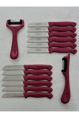 12-teiliges Obst-Gemüse-Schneidemesser und 2 Schäler im 14er-Set Pink - 2