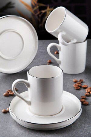 12-teiliges stapelbares Kaffeetassen-Set mit Platin-Silbervergoldung für 6 Personen – Kaffeetassen-Set 100 ml - 2