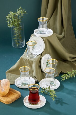 12-teiliges Teetassen-Set mit Goldvergoldung, Artless Green, Teeservice TYC00781414554 - 2