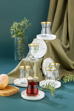 12-teiliges Teetassen-Set mit Goldvergoldung, Artless Green, Teeservice TYC00781414554 - 7