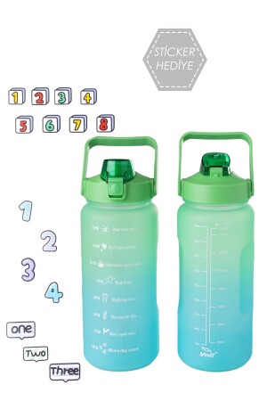 120 Bpa-freie motivierende Wasserflasche – Wasserflasche – Wasserflasche mit Aufkleber, 2 l - 4