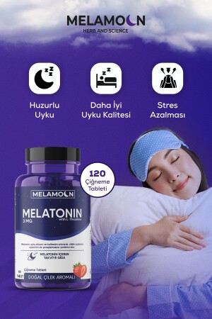 120 Tabletten Nahrungsergänzungsmittel mit natürlichem Melatonin und Theanin 3 mg – bessere Qualität und stressfreier Schlaf - 7