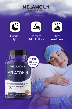 120 Tabletten Nahrungsergänzungsmittel mit natürlichem Melatonin und Theanin 3 mg – bessere Qualität und stressfreier Schlaf MLM3 - 8