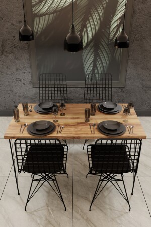 120*60 Esstisch-Set, Küchentisch, Café-Tisch, 4 Stück Drahtstühle, 1 Stück Tisch nmsymk001 - 2