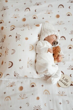 MNZ-120x120cm غطاء المسلين العضوي، قضيب وسادة وكياس المسلين مجموعة TOJUMBO - Tarkito Organic