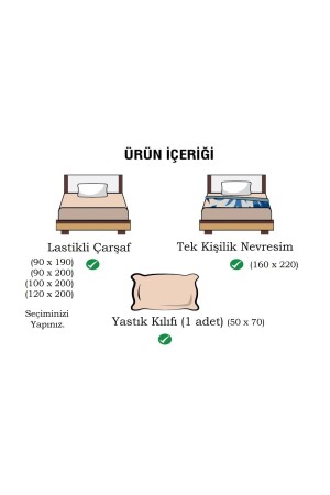 120x200 Lastikli Çarşaflı Düz Renk Tek Kişilik Nevresim Takımı Gri-siyah HCFTYON120 - 2