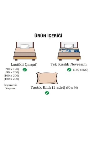 120x200Lastikli Çarşaflı Düz Renk Nevresim Takımı Tek Kişilik Antrasit-Gri LCVCFTYON120 - 3