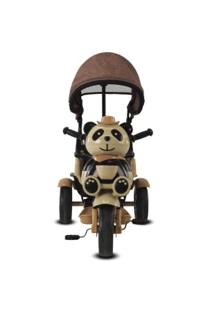 127 Panda Üç Tekerlekli Tenteli Ebeveyn Kontrollü Bisiklet Çocuk Bisikleti Kahverengi 127A - 3