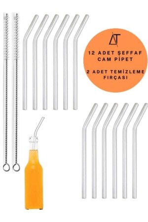 12'li Cam Pipet Ve 2 Adet Temizleme Fırçası Seti 1. Kalite - 9 Mm - Acarlarticaret