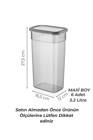 12'li Mega Boy Etiketli Dikdörtgen Erzak Saklama Kabı Seti 3200ml Çay Şeker Saklama Kabı 3.2 Litre MCH08482 - 5