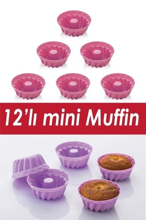 12'li Silikon Muffin Kek Kalıbı %100 Yanmaz Silikon - 2