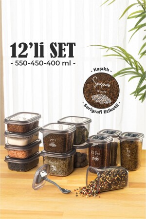 12li Süper Set Baharat Kabı Avantajlı Paket Baharatlık Seti 4x(0,40, 0,45, 0,55) Etiketli Kaşıklı B12LISPRSET400450550 - 2