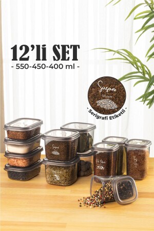 12li Süper Set Baharat Saklama Kabı Seti Avantajlı Paket 4x(0,40, 0,45, 0,55) Etiketli 12LISPRSET400450550 - 2