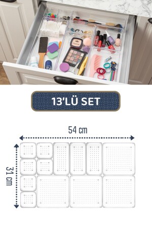 13-teiliger Schmuck-Kosmetik-Organizer – Modularer Make-up-Schubladen-Organizer – Küchen-Badezimmer-Organizer MCH-926 - 2