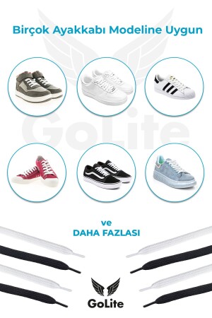 130 Cm Yassı Spor Ayakkabı Bağcık- Orjinal Sneakers Bağcığı- Yüksek Kaliteli Bağ 1 Çift - Beyaz - 5