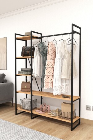 المجموعة المعدنية - الأجزاء المعدنية - الخشب الأطلسي - الملبس المفتوح - المنظم - المعلق 130*170*34 سم - Mobitopya