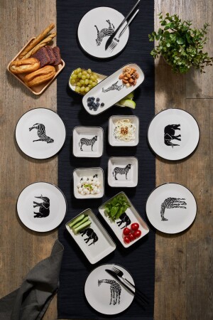 م.ن.ز-14 قطعة صباح سفاري مجموعة لـ 6 أشخاص - الطبيعة - عرض صباح الفطور الفاخرة مجموعة لوحة - Ceratale