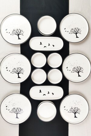 طيور (منز) السوداء (منز) 14 قطعة (صنع يدوي) طعام الإفطار لـ 6 أشخاص - طعام عرض - Dfn Life