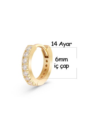 14 Ayar Altın Piercing - *bebek Boy* Swarovski Taşlı Küçük Halka Küpe Huggie Small Açıklamayı Okuyun - 1