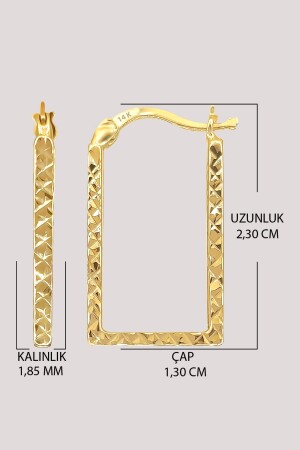 14 Karat Gold-Ohrring, quadratische Creolen - 3