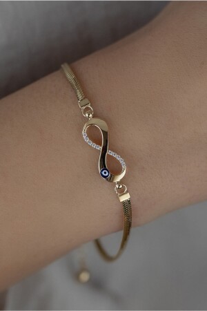 14 Karat Goldstein Infinity Evil Eye Damenarmband OB-27 - 1