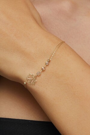 14 Karat Lotusblüten-Goldarmband – elegantes Damenarmband – Geschenkarmband mit beleuchteter Schmuckschatulle - 4