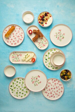 (منتز بيرث) الزهرية 14 قطعة مصنوعة يدوياً تصميم خاصة لتناول الإفطار - Kevin Seramik