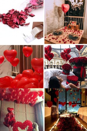 14 Şubat Sevgililer Günü Romantik Oda Mekan Süsleme Özel Gün Yıldönümü Gül Kalp Balon Mum Süpriz Set - 1