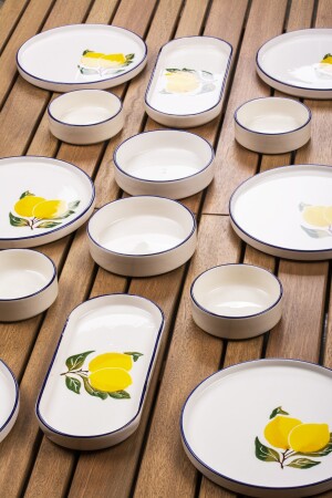 14-teiliges, stapelbares, mit Zitronen dekoriertes Frühstücksset für 6 Personen, luxuriöses Frühstücks-Präsentationsset, Teller KAH03 - 2