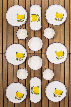 14-teiliges, stapelbares, mit Zitronen dekoriertes Frühstücksset für 6 Personen, luxuriöses Frühstücks-Präsentationsset, Teller KAH03 - 3