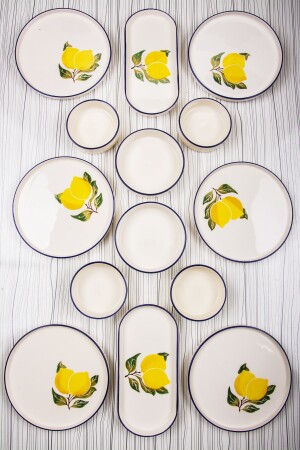 14-teiliges, stapelbares, mit Zitronen dekoriertes Frühstücksset für 6 Personen, luxuriöses Frühstücks-Präsentationsset, Teller KAH03 - 4