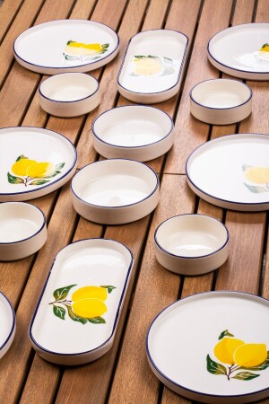 14-teiliges, stapelbares, mit Zitronen dekoriertes Frühstücksset für 6 Personen, luxuriöses Frühstücks-Präsentationsset, Teller KAH03 - 1