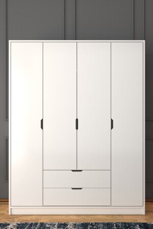140 cm mattweißer Kleiderschrank mit 4 Türen und 2 Schubladen – Kleiderschrank ÇD003 - 5