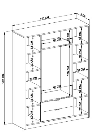 140 cm mattweißer Kleiderschrank mit 4 Türen und 2 Schubladen – Kleiderschrank ÇD003 - 7