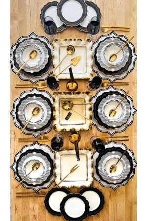 م.ن.ز-مظلم العظام البورسلين 142 قطعة عشاء مجموعة 12 شخص، مجموعة الخدمة ومكعب الفوك سكين مجموعة TR4644 - CASA DE BELLA