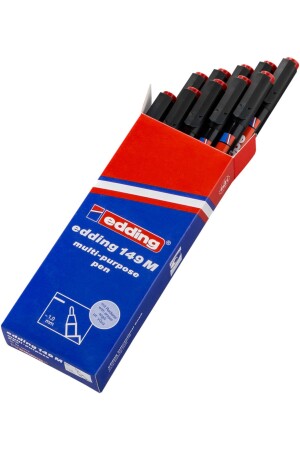 149 M Çok Amaçlı Asetat Kalemi - Permanent Kalem Silgili 1.0mm Kırmızı (10 Lu Paket) - 1