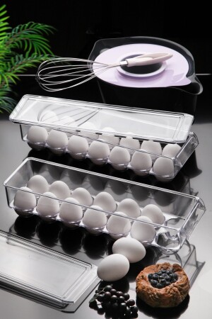14'lü Kapaklı Maxi Yumurta Saklama Kabı 2 Adet Şeffaf NDY-N44-1 - 2