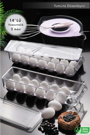 14'lü Kapaklı Yumurta Saklama Kabı Şeffaf 2 Adet AES-128 - 2